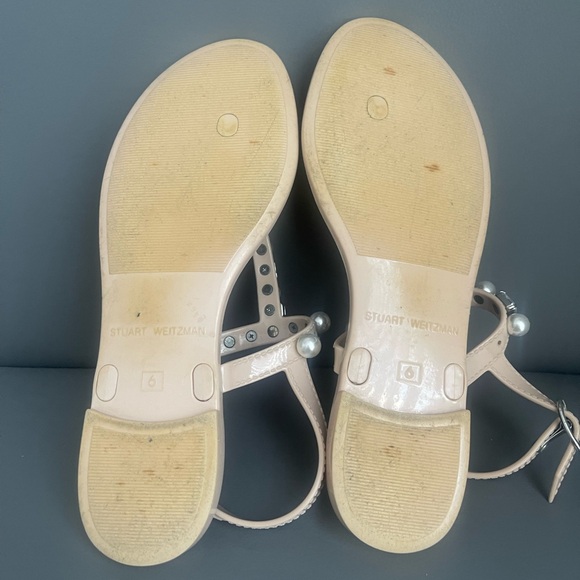 Stuart Weitzman Women’s Goldie Pearl Jelly T-Strap Sandals Shoes Size 6 - Picture 8 of 9